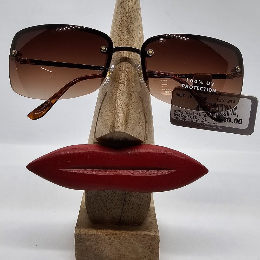 Falls Creek Designer Sunglasses Women Rose Gold Brown Rimless Lenses